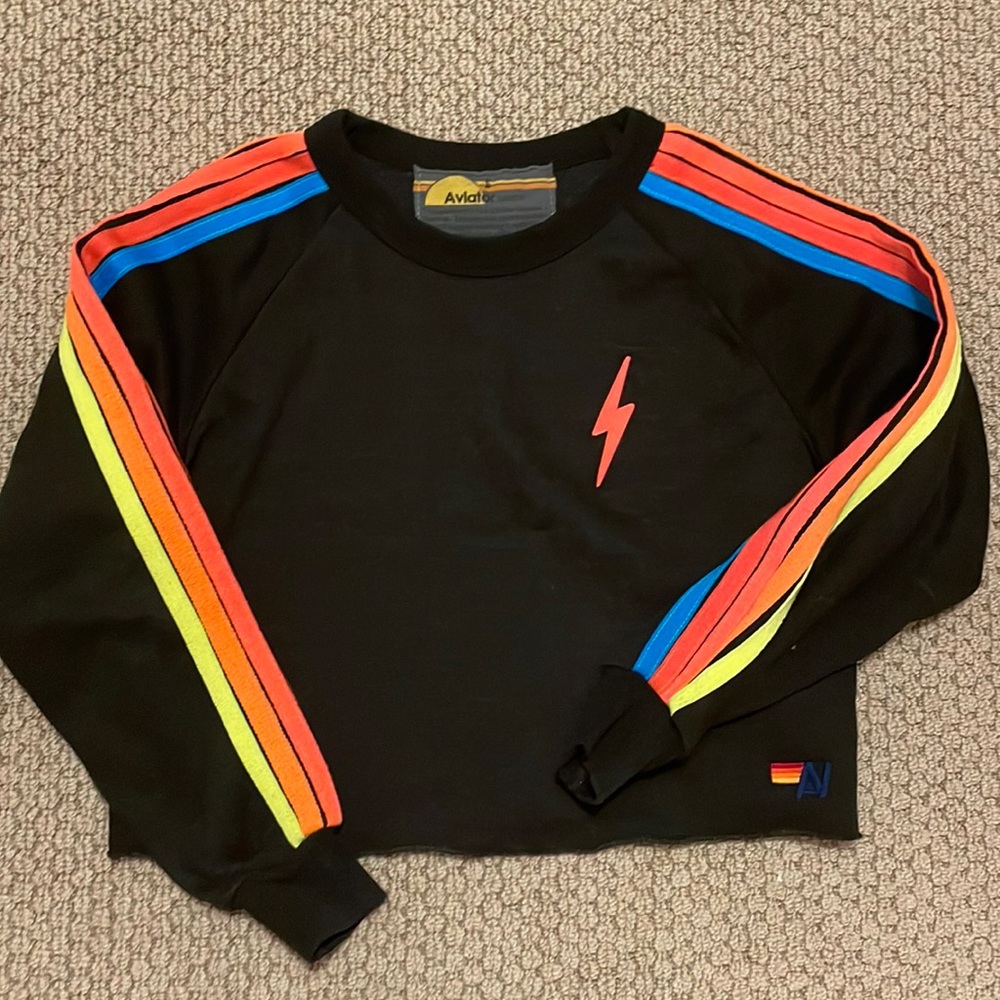 Aviator Nation Sweatshirt - Bolt neon striped